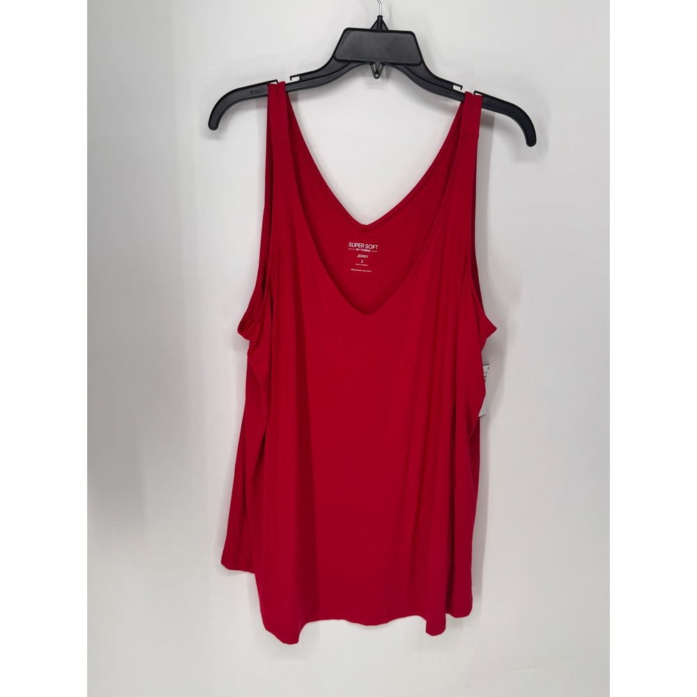 Torrid Tank Top Women 2X Red NWT Super Soft V Neck Swing Jersey 45261589